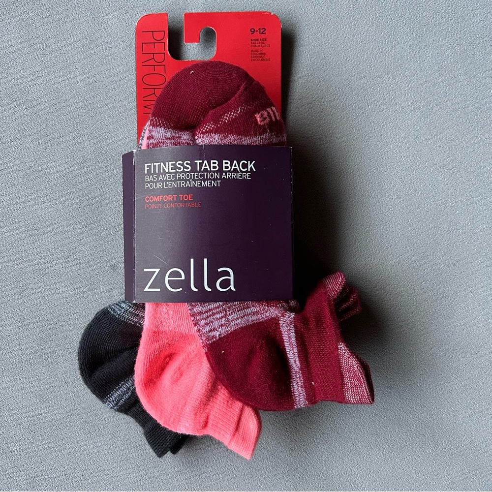 Zella ~ Set of 3 ~ Fitness Tab Back Perform Socks ~ Shoe Size 9-12 ~ Brand New!